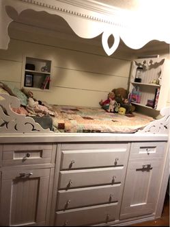 Vintage wood white dresser with glass knobs