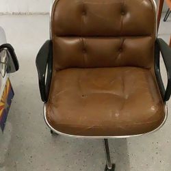 Knoll mid Century Modern Pollard Brown Leather Office Desk Chair .