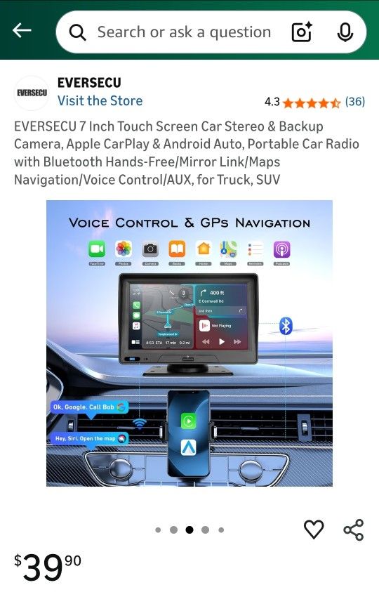 EVERSECU 7 Inch Touch Screen Car Stereo & Backup Camera