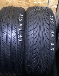 (TWO) TIRES / AUDI RIMS - 235 45 17, AUDI, 5 ON 112MM LUG PATTERN