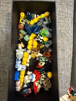 tub of lego minifigures