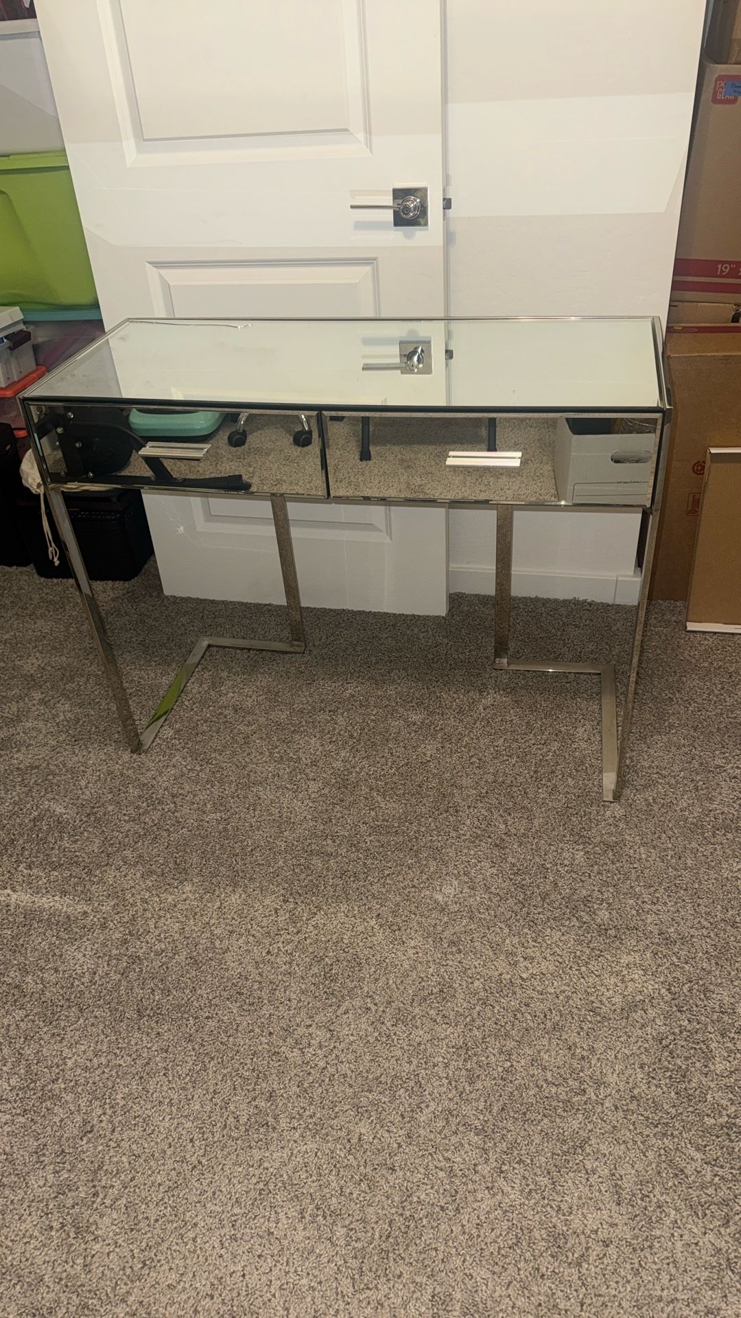 2 Drawer Mirrored Desk