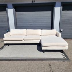 Beige Velvet Sectional Couch