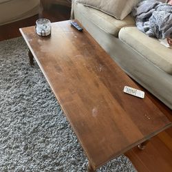 Long Rectangular Living Room Coffee Table - Sturdy, Turned Legs