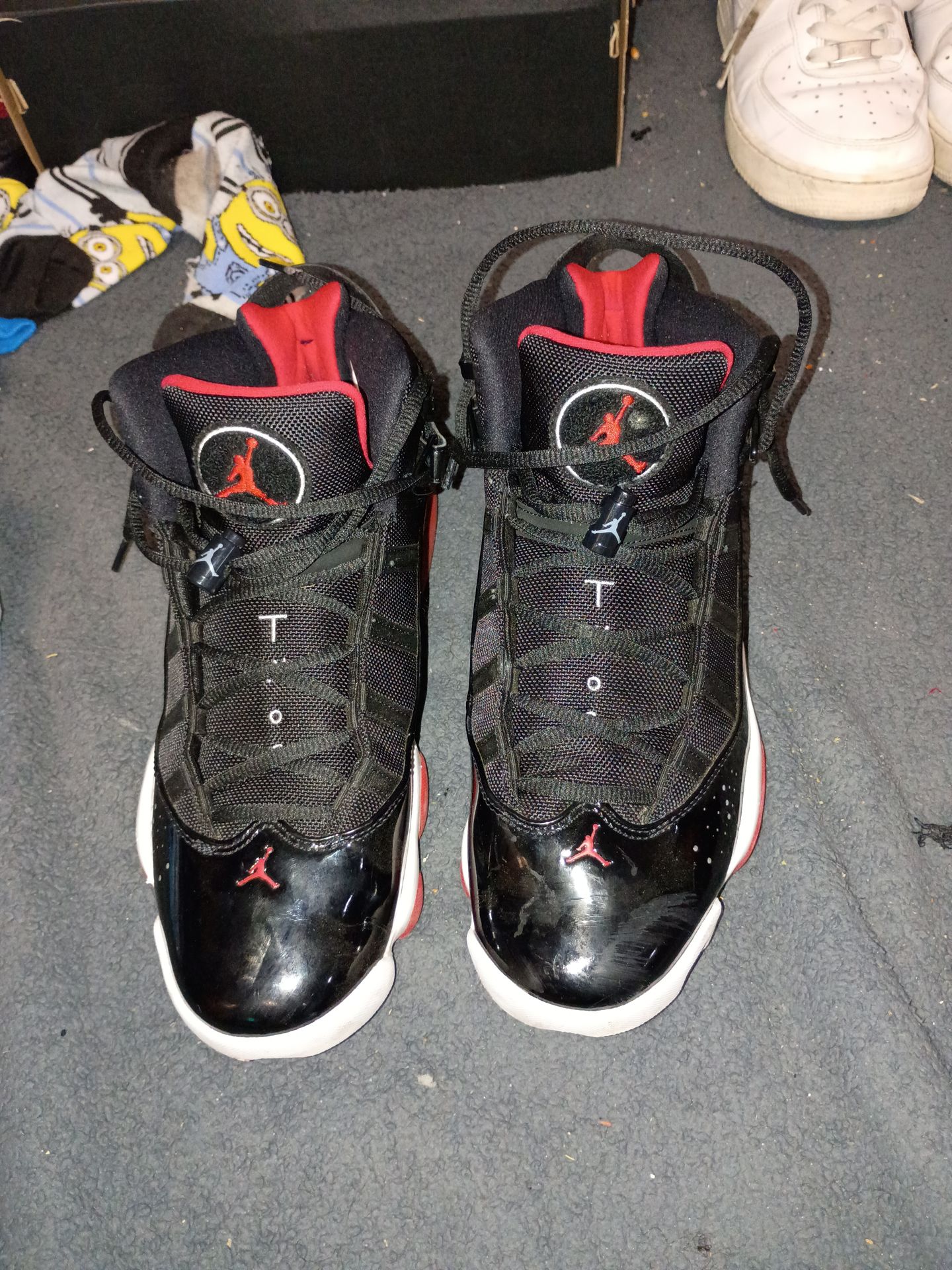 Black and red jordans