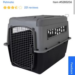 Petmate Vari Dog Kennel Plastic Portable Travel Crate Airline Friendly Pet Carrier- Large