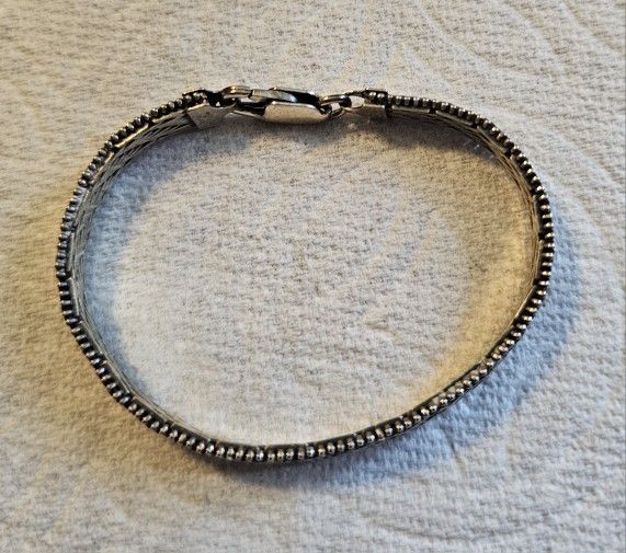 Vintage Tricolor Silver Bracelet 7 Inch