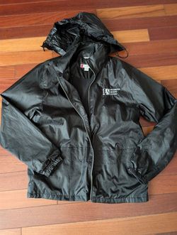 men's Clique lightweight black windbreaker hooded rain jacket Medium