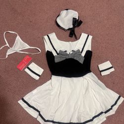 New small sailor dress costume lingerie Lolita emo alt goth mini festival set