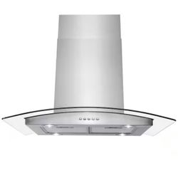 AKDY 30 in. 343 CFM Convertible Kitchen Island Mount Range Hood in Stainless Steel with LED Lights in Brushed Finish
