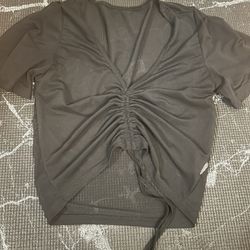 Sheer black ruched crop top