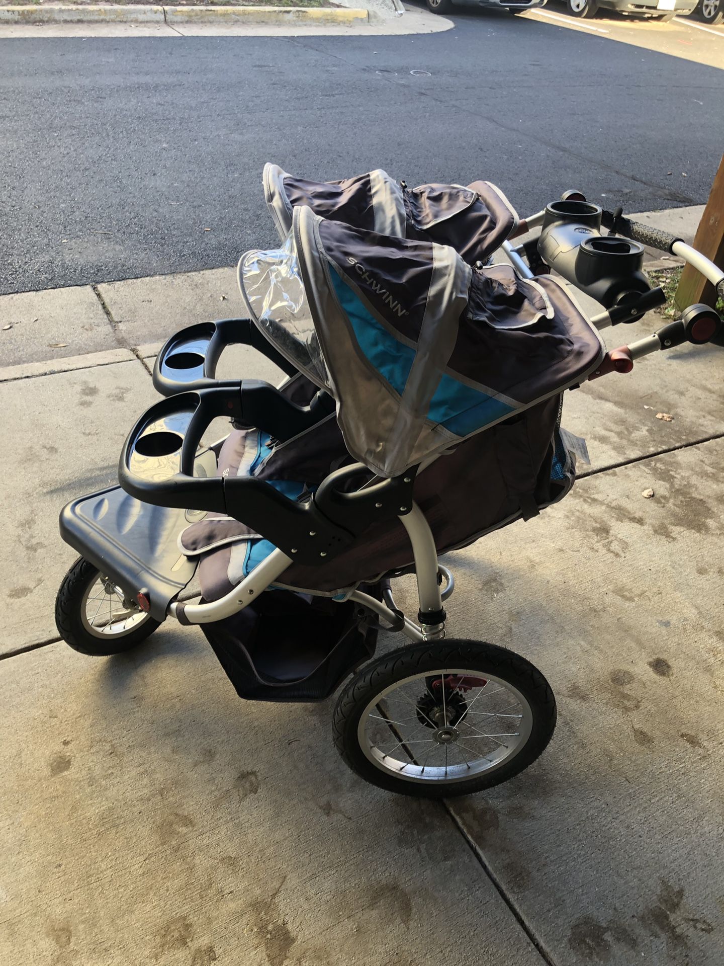 Schwinn Tourismo Blue & Gray Double Stroller - like new