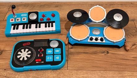 Little Tikes Drum Set with Drumsticks, Keyboard, and DJ Mixing Table