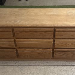 9 Drawers Oak Wood Dresser 