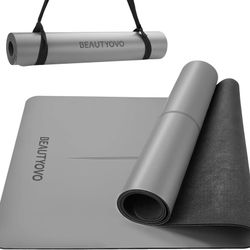 BEAUTYOVO Natural Rubber Yoga Mat with Alignment Lines