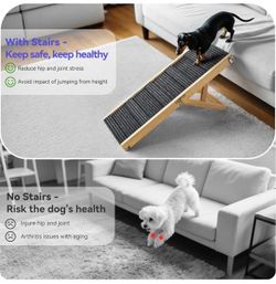 Portable Stable Pet Steps with Non-Slip Pad, Pet Ramps Use for Sofa Couch Stairs, Wood