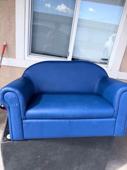 Blue Faux Leather lakeshore couch toddler