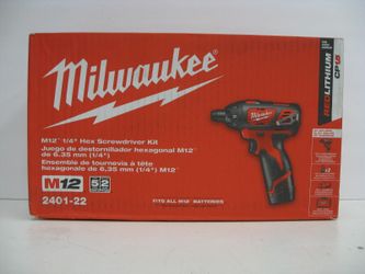 NEW Milwaukee 2401-22 M12 12V Cordless 1/4 in. Hex Screwdriver Kit
