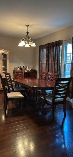 7 piece real wood dining table