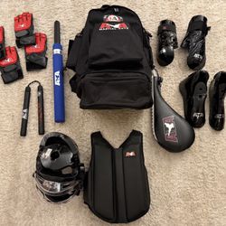 ATA Taekwando Karate Atlanta Sparring Gear - Helmet, Backpack, Youth size ….  