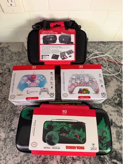 Switch 2 carrying cases and PowerA Wired Controllers