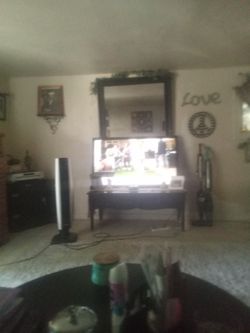 46 inch color tv with remote and mirror and tv stand
