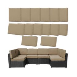 14 Pcs Outdoor Cushion Covers 25x25x3.15inch Patio Replacement Washable Slipcovers w/Zipper for 6-Seaters Sofa Cover Only.