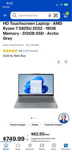 Lenovo IdeaPad Slim 3 Ryzen 7 7730U 16gb ram 15ARP10