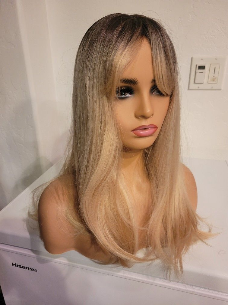 Dark Root And Blonde 20in Syn Wig