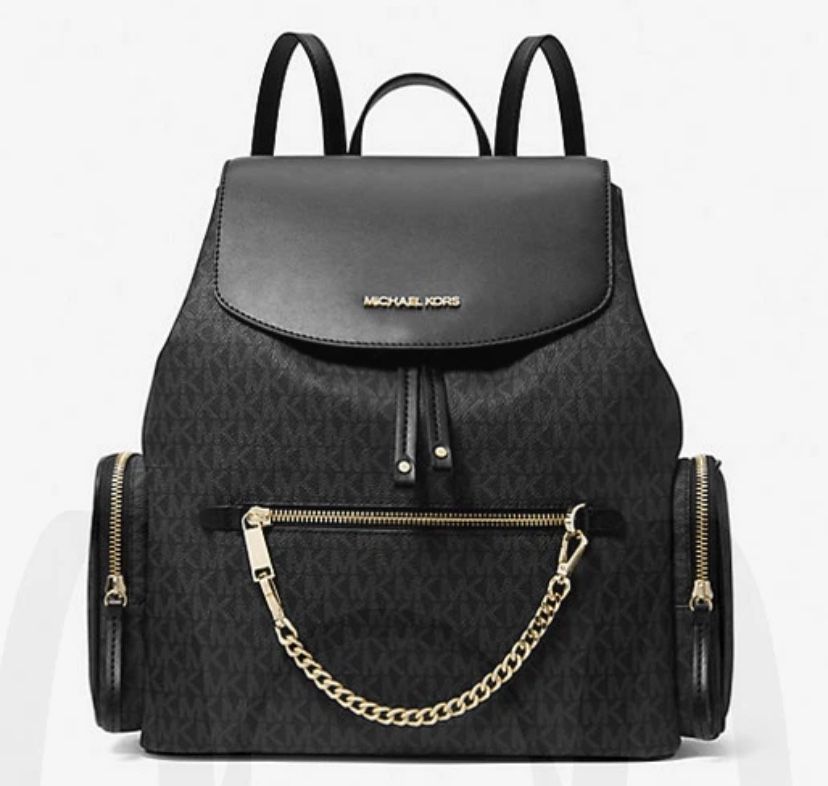 Michael Kors Black Jet Set Large Logo Backpack