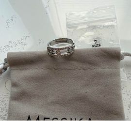 Sterling Silver ring , Au750 over size 7