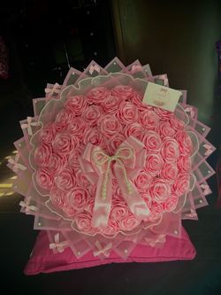50 pink rose bouquet ready to go 🎀