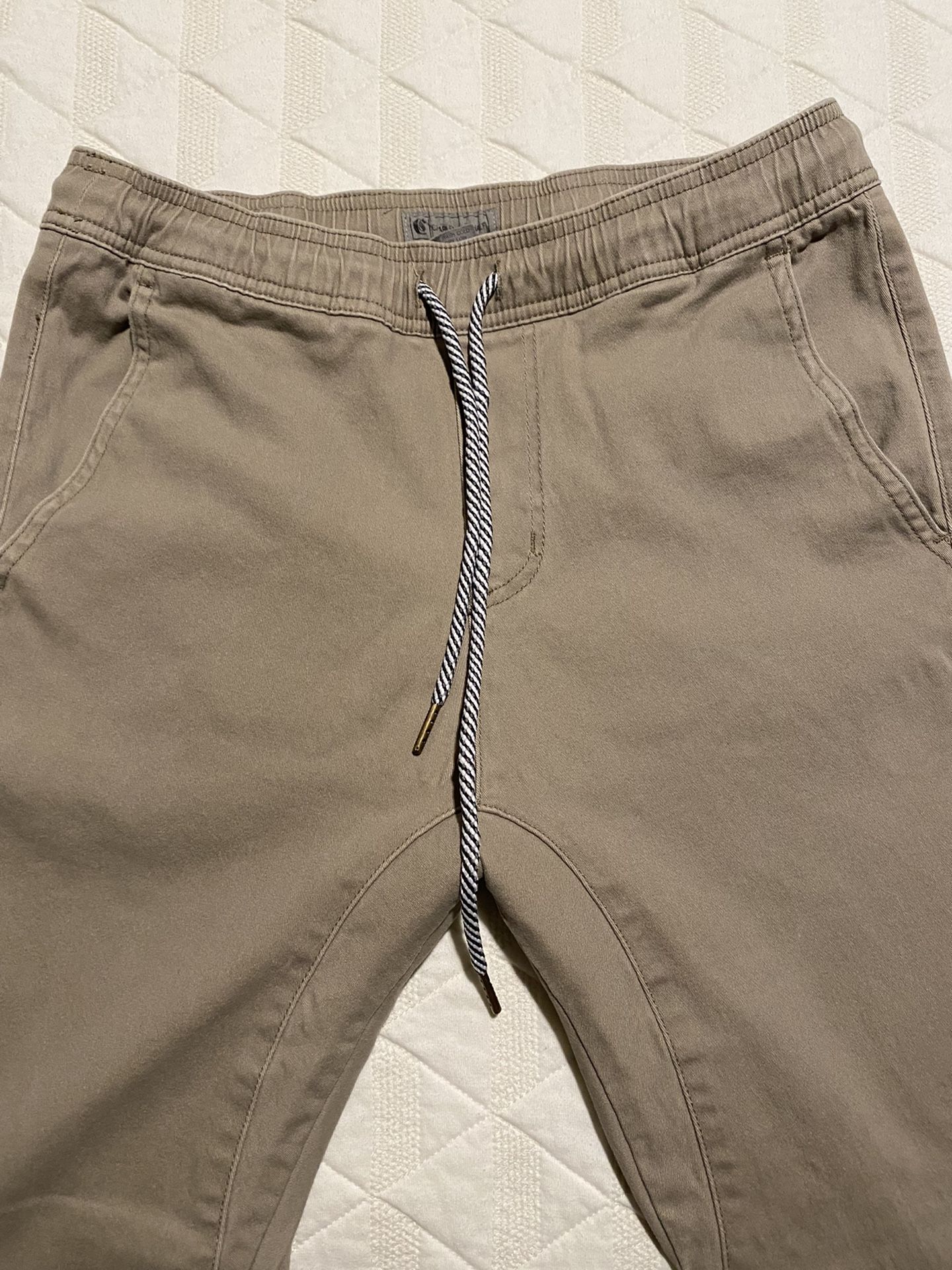 Tan Jogger Style Tapered Pants