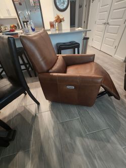 Brown Leather Power Recliner Chair