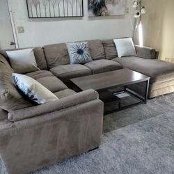 Sectional Couch Brown Microfiber 🛋️