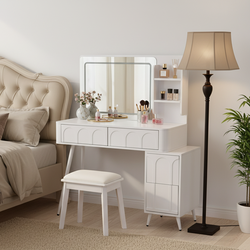 Aalena Modern Vanity Table Set with LED Lighted Mirror