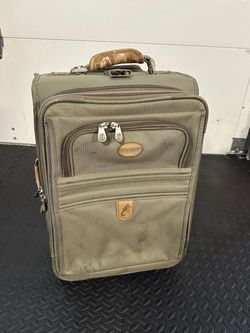 Olive Green Rolling Luggage Suitcase with Seahorse Emblem