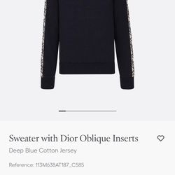 Dior Sweater with Oblique Inserts – Deep Blue Cotton Jersey (Size 3XL)