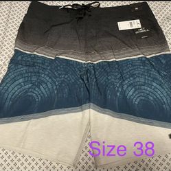 Men’s Size 36 & 38 O’Neill, Hurley & RipCurl Boardshorts Swim Trunks