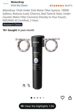 Waterdrop 15UA Under Sink Water Filter System, 19000 Gallons, Reduces Lead, Chlorine, Bad Taste & Odor, Under Counter Water Filter Connects Directly t