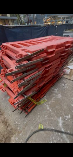 Red Plastic Construction Barricades – Lot