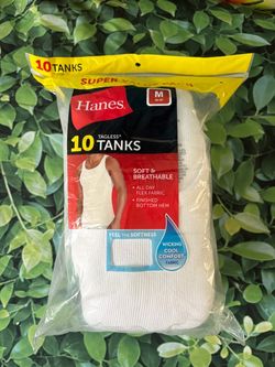 Hanes Tagless White Tank Tops 10-Pack Medium