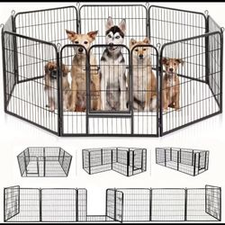 Dog Playpen Outdoor, 8 Panels Heavy Duty Metal Dog Pen, Pet Fence for Large/Medium/Small Dogs, with Doors Foldable Metal Dog playpen 24x31