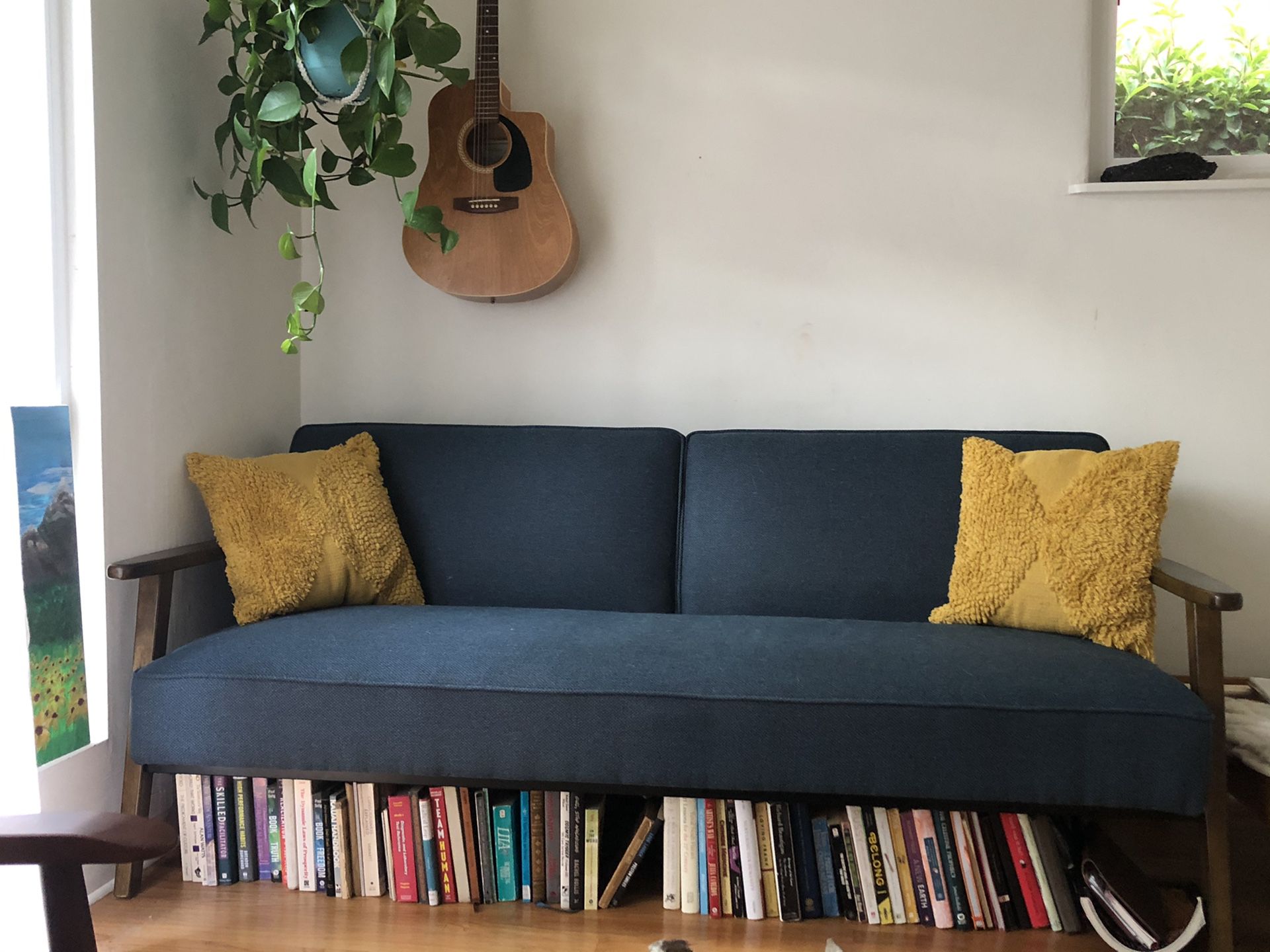 Mid-century convertible love seat, futon, sofa