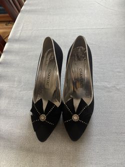 Chantal Black Velvet With Bow size 8