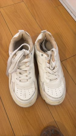 White Low-Top Lace-Up Sneakers