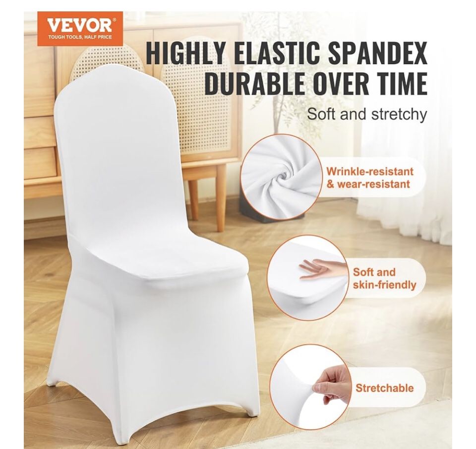 100 Pieces white Stretch Chair Covers
