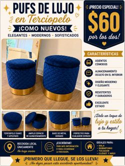 Luxury Velvet Ottomans / Pufs de Lujo en Terciopelo ✨💙
