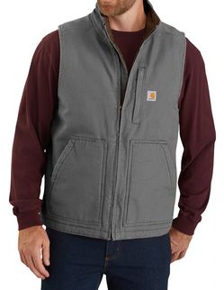 Carhartt Washed Duck Sherpa Lined Mock Neck Vest Grey Brand New Loose Fit BNWT