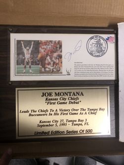 Signed Joe Montana Plaque